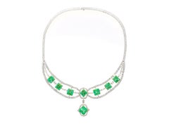 GIA Certified 46.45 Carat Emerald and Diamond Multi Gem Chandelier Necklace