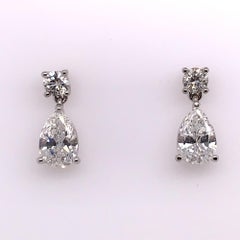 GIA Certified 4.65 Carat Matching Pear Shape E-F VS2 Natural Diamond Earrings
