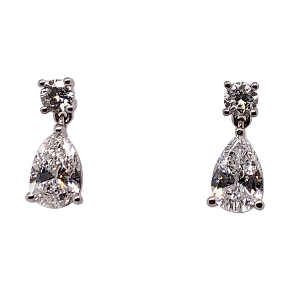 GIA Certified 4.65 Carat Matching Pear Shape E-F VS2 Natural Diamond Earrings