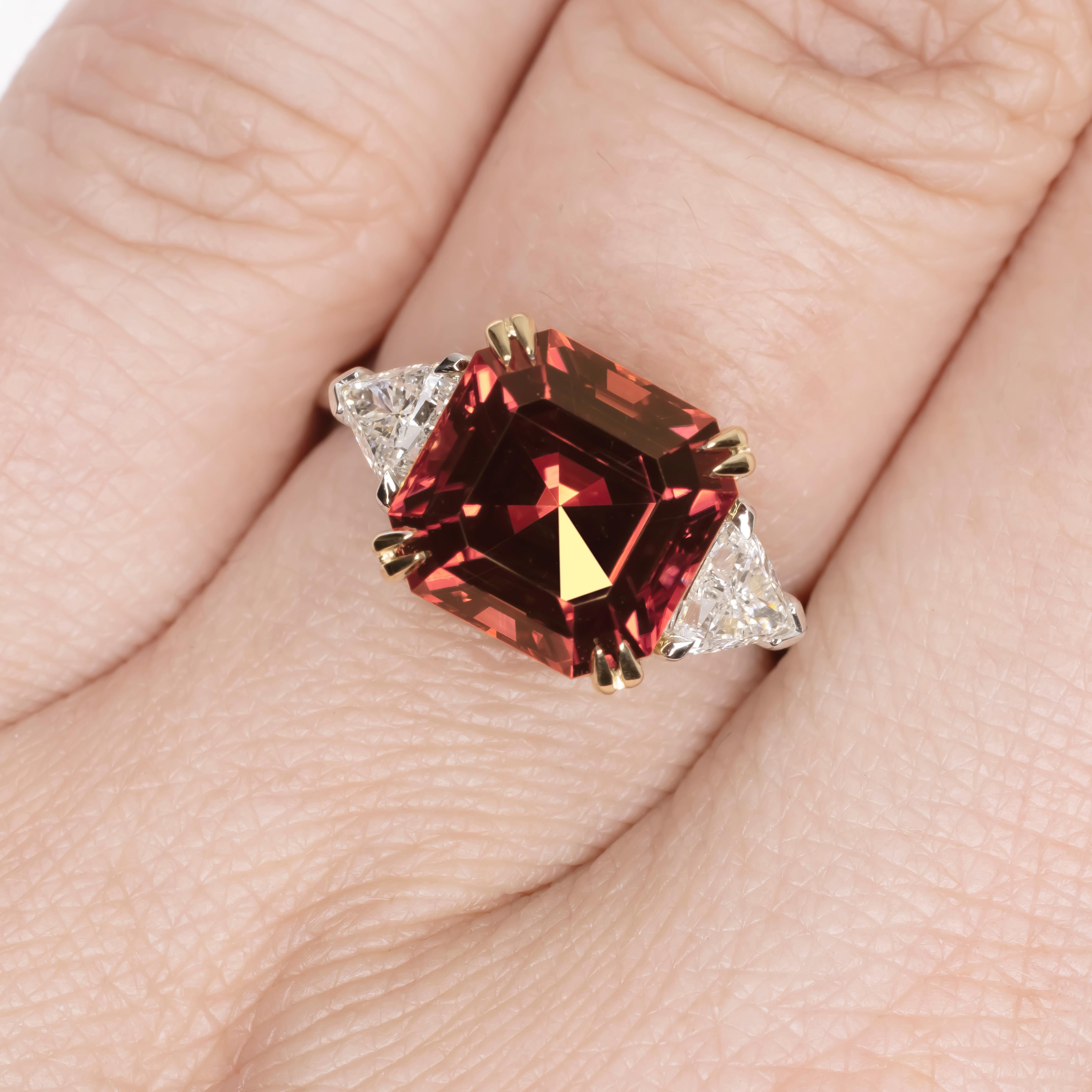 Contemporary GIA Certified 4.65 Carat Tourmaline Rubelite Diamond Ring For Sale