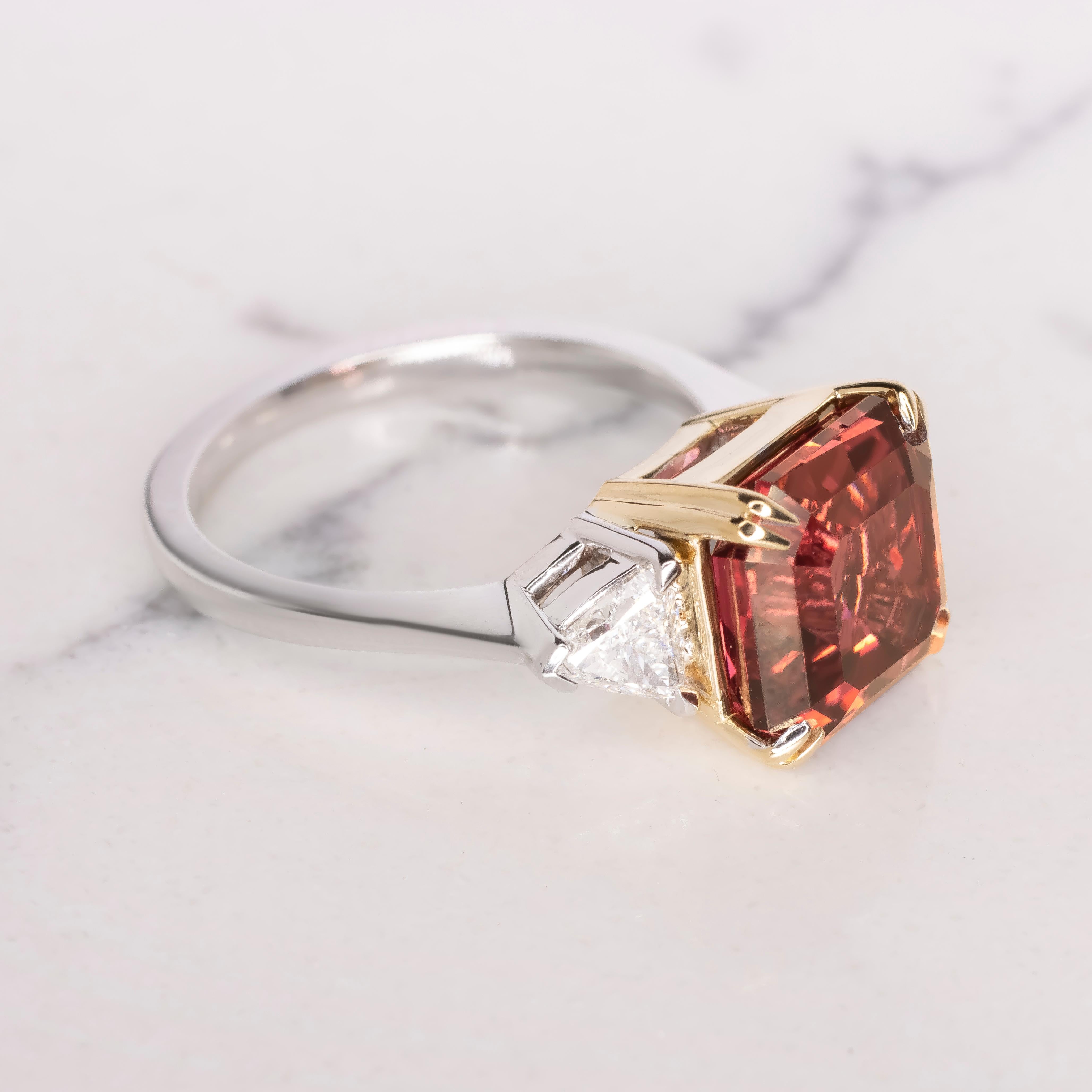 GIA Certified 4.65 Carat Tourmaline Rubelite Diamond Ring In New Condition For Sale In Rome, IT