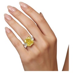 GIA Certified 4.01 Carat Radiant Fancy Intense Yellow Diamond VVS1 Clarity Ring
