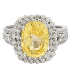 GIA Certified 4.69 Carat Unheated Yellow Sapphire Fashion Ring