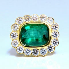 GIA Certified: 4.70ct Natural Emerald Diamonds Ring 18kt Cluster 'F2'