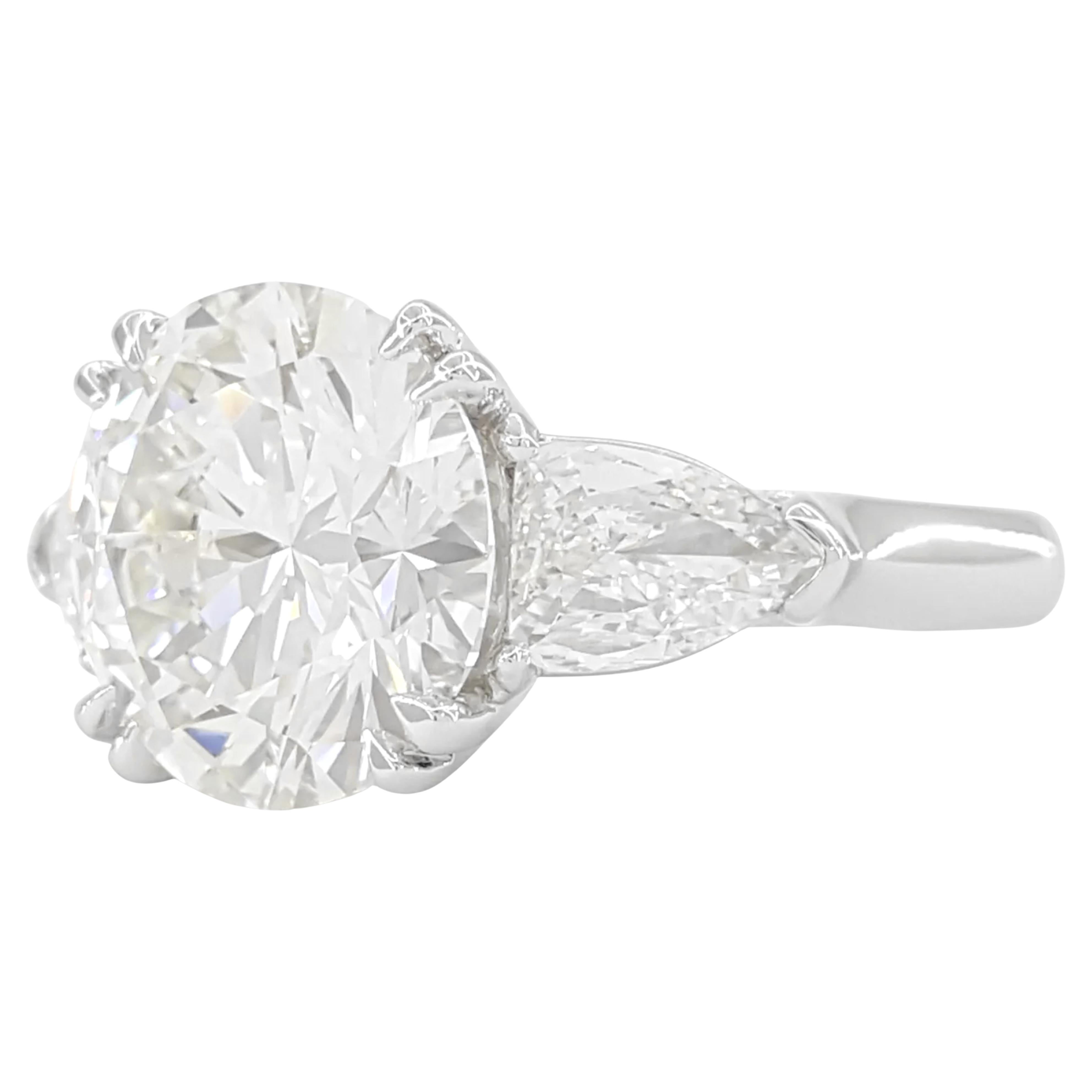 Pear Cut GIA Certified 4.71 Carat Round Brilliant Cut Diamond Ring For Sale