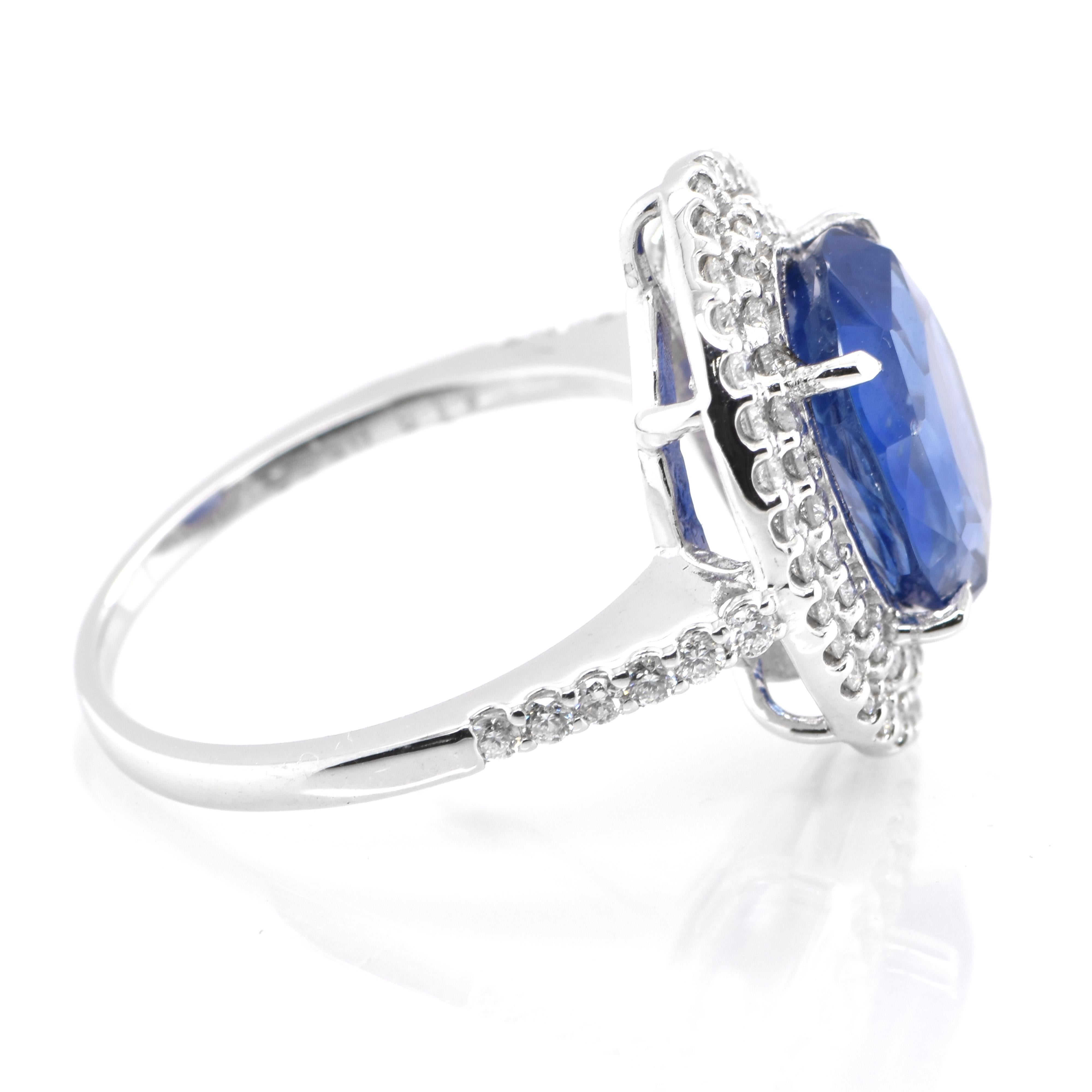 Oval Cut GIA Certified 4.73 Carat Natural, Unheated Ceylon Sapphire Ring Set in Platinum