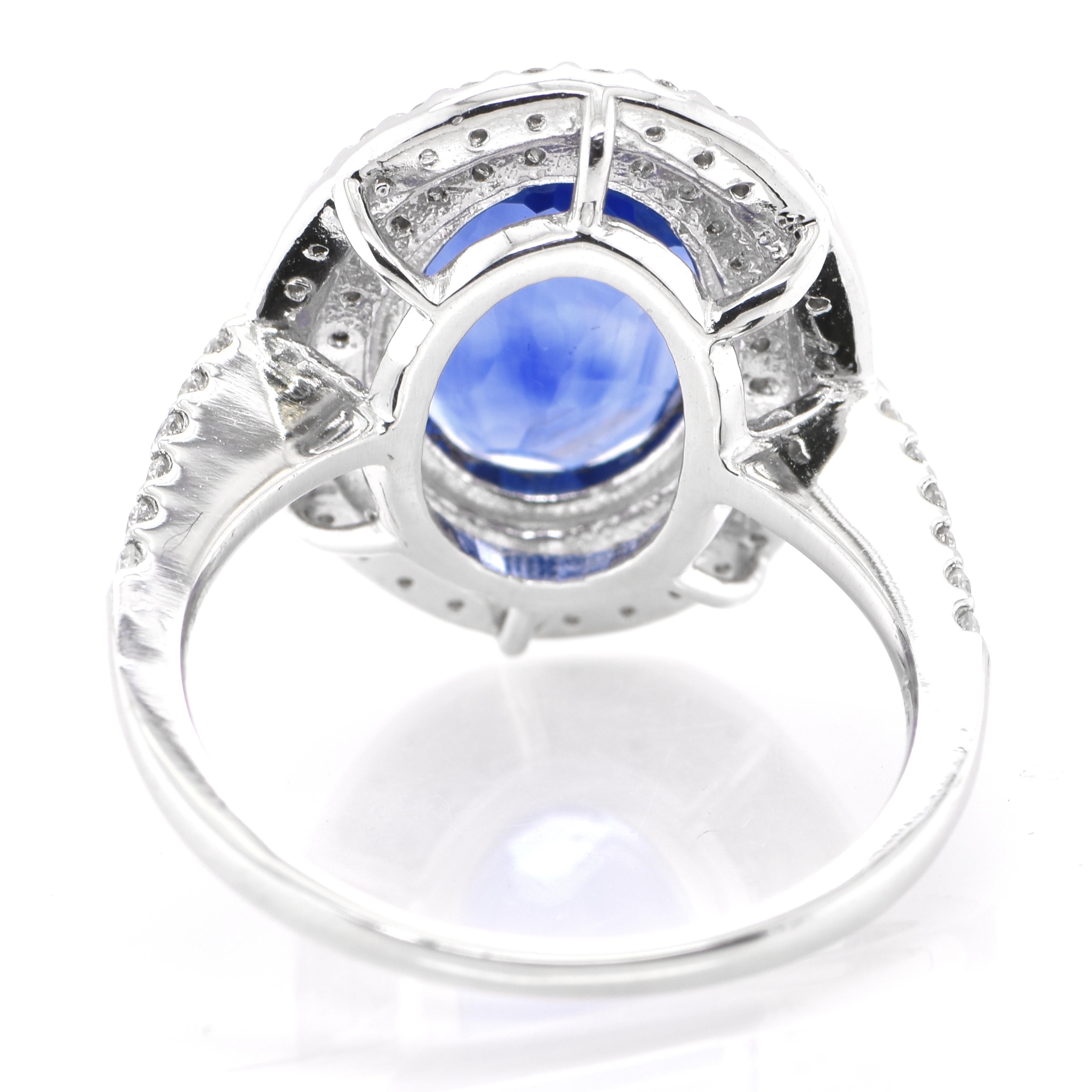 GIA Certified 4.73 Carat Natural, Unheated Ceylon Sapphire Ring Set in Platinum In New Condition In Tokyo, JP
