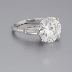 GIA Certified 4.73 Carat Round Brilliant Cut Diamond Three-Stone Engagement Ring