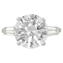 GIA Certified 4.73 Carat Round Brilliant Cut Diamond Three-Stone Engagement Ring