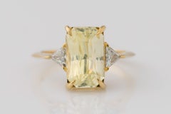 GIA Certified 4.73 Ct. Radiant Natural Yellow Sapphire 3-Stone Diamond Ring