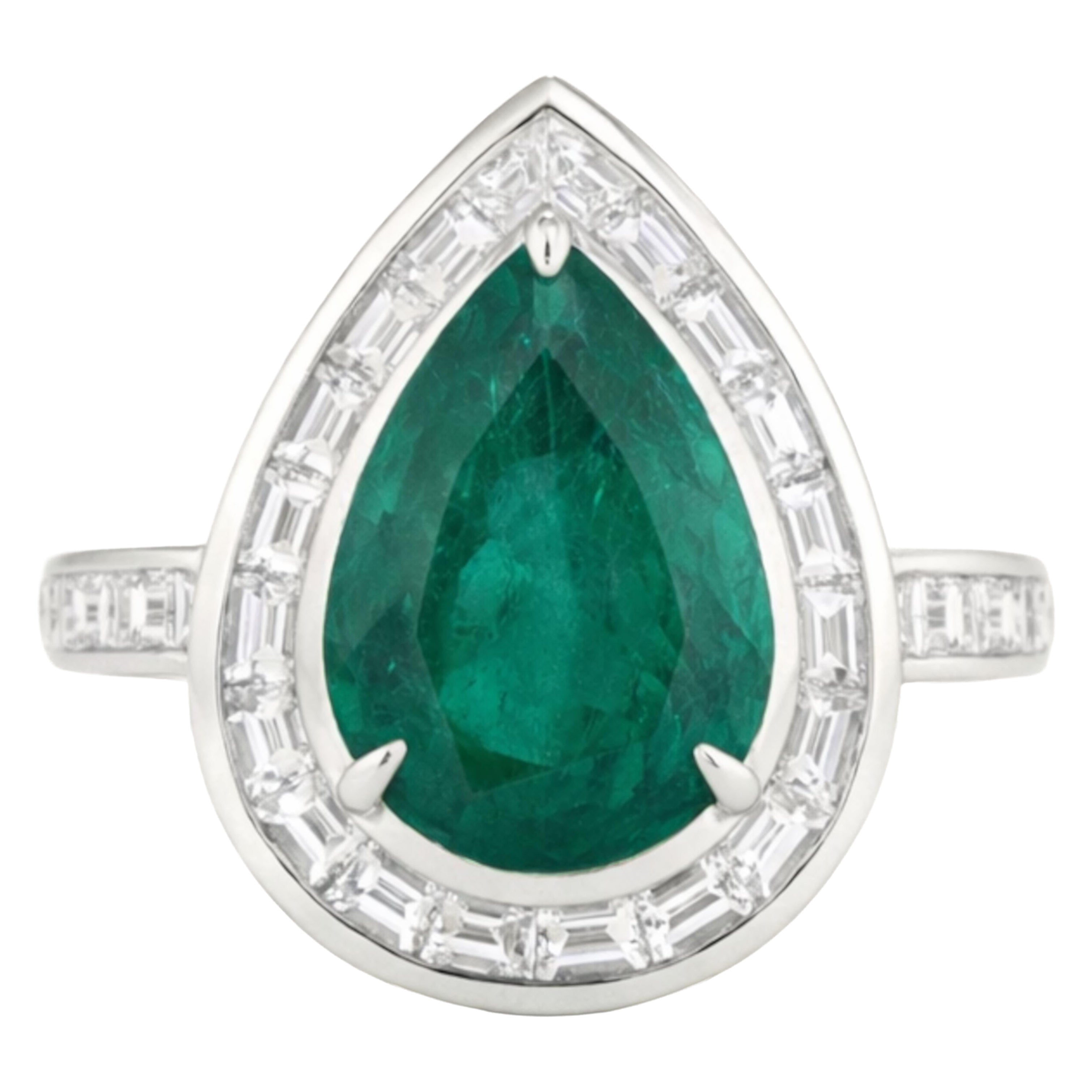 GIA Certified 4.75 Carat Colombian Emerald and Diamond Ring in 18K White Gold