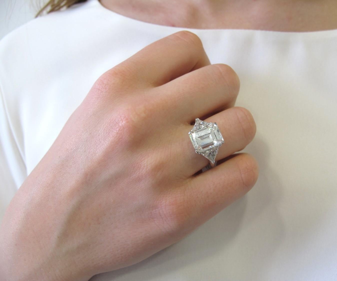 Emerald Cut GIA Certified 4.75 Carat J VS1 Emerald-Cut Diamond Ring in Platinum