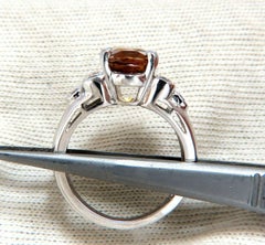 GIA Certified 4.75Carat Natural No Heat Orange Brown Sapphire Diamond Ring 14kt*