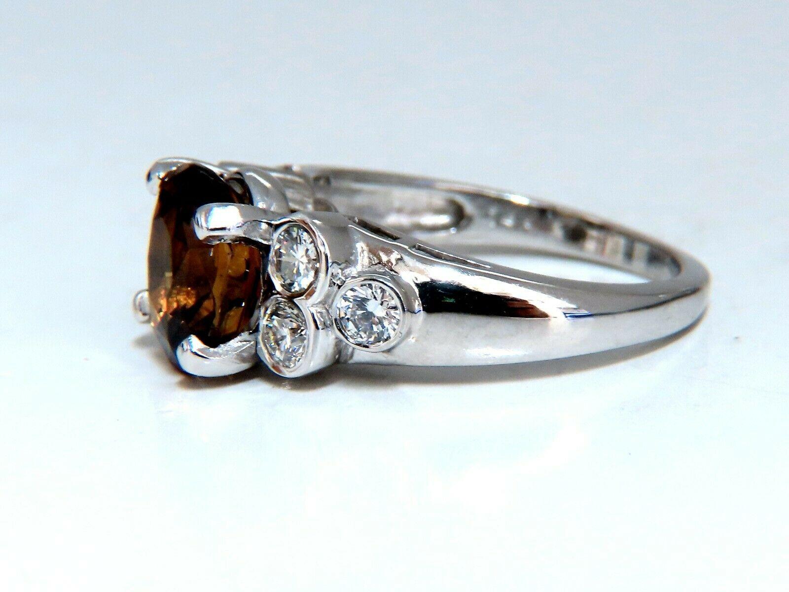 GIA-zertifizierter 4,75 Karat natürlicher unbehandelter orange-brauner Saphir-Diamantring 14kt für Damen oder Herren im Angebot