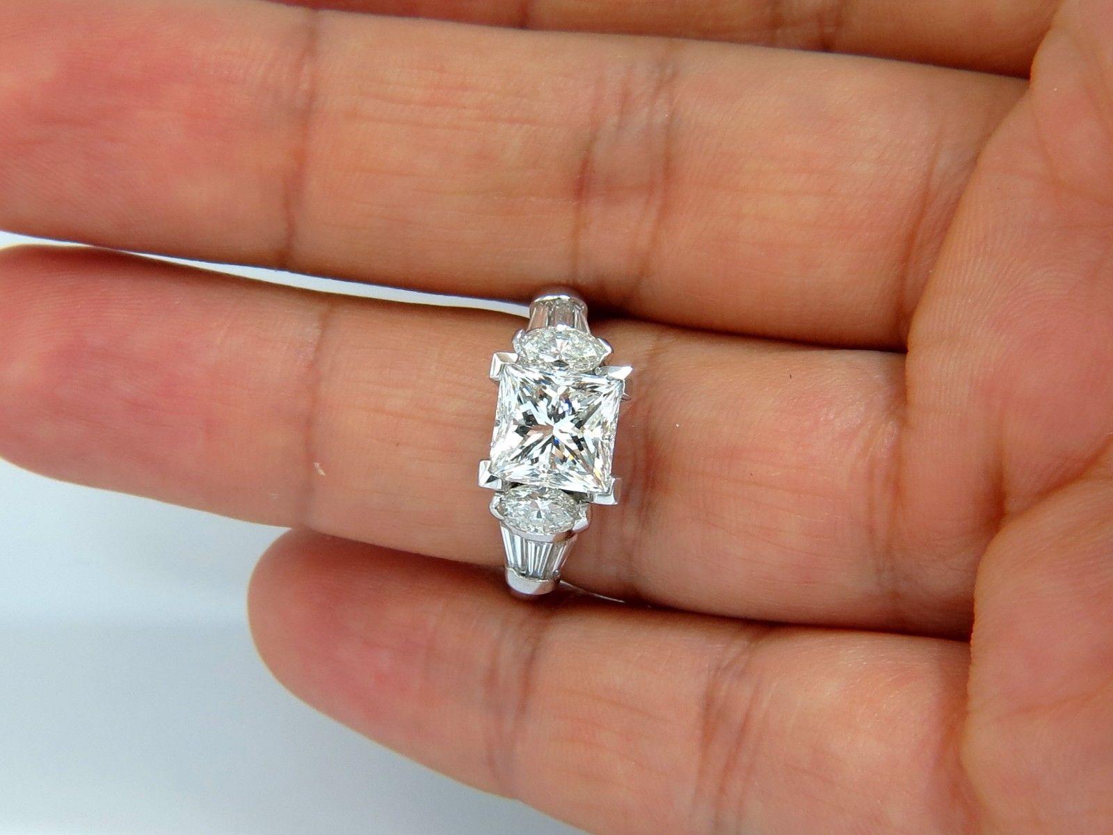 Women's GIA Certified 4.77 Carat Princess Cut Diamonds Ring G/SI-1 Platinum Classic For Sale