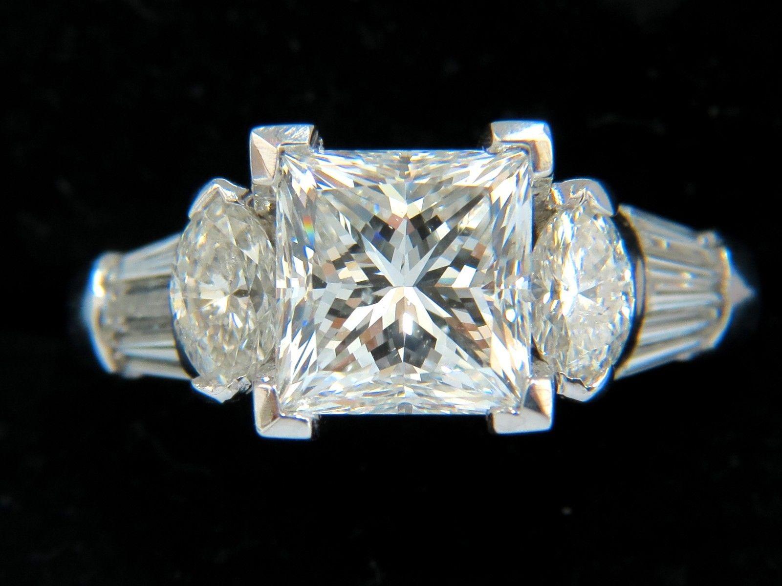 GIA Certified 4.77 Carat Princess Cut Diamonds Ring G/SI-1 Platinum Classic For Sale 2