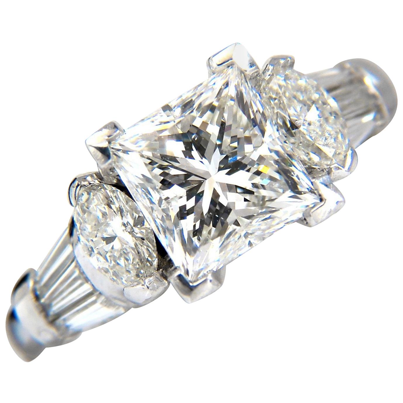 GIA Certified 4.77 Carat Princess Cut Diamonds Ring G/SI-1 Platinum Classic For Sale