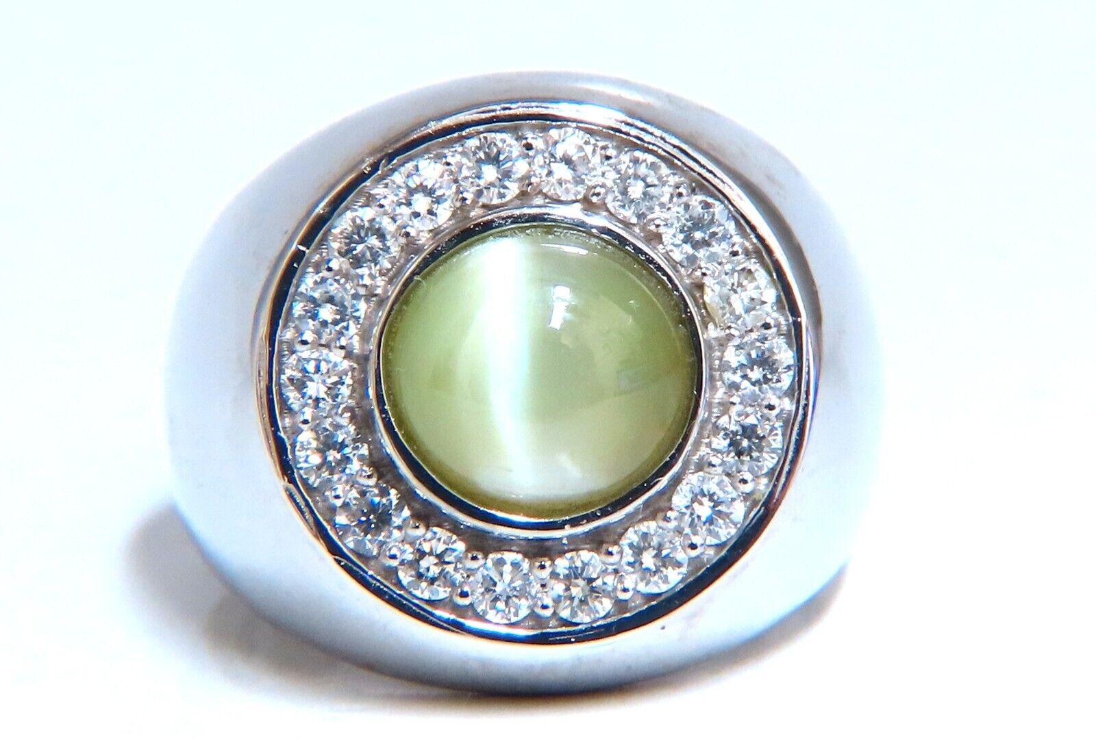 GIA Certified:

Natural Chrysoberyl Cats Eye ring.

 Cabochon cut, Clean Clarity

4.78ct Brilliant sparkles from all angles

 Green Yellow color

 sharp 