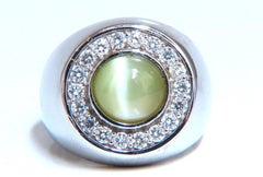 GIA Certified 4.78ct Natural Chrysoberyl Cats Eye Mens Diamond Signet Ring 14kt*