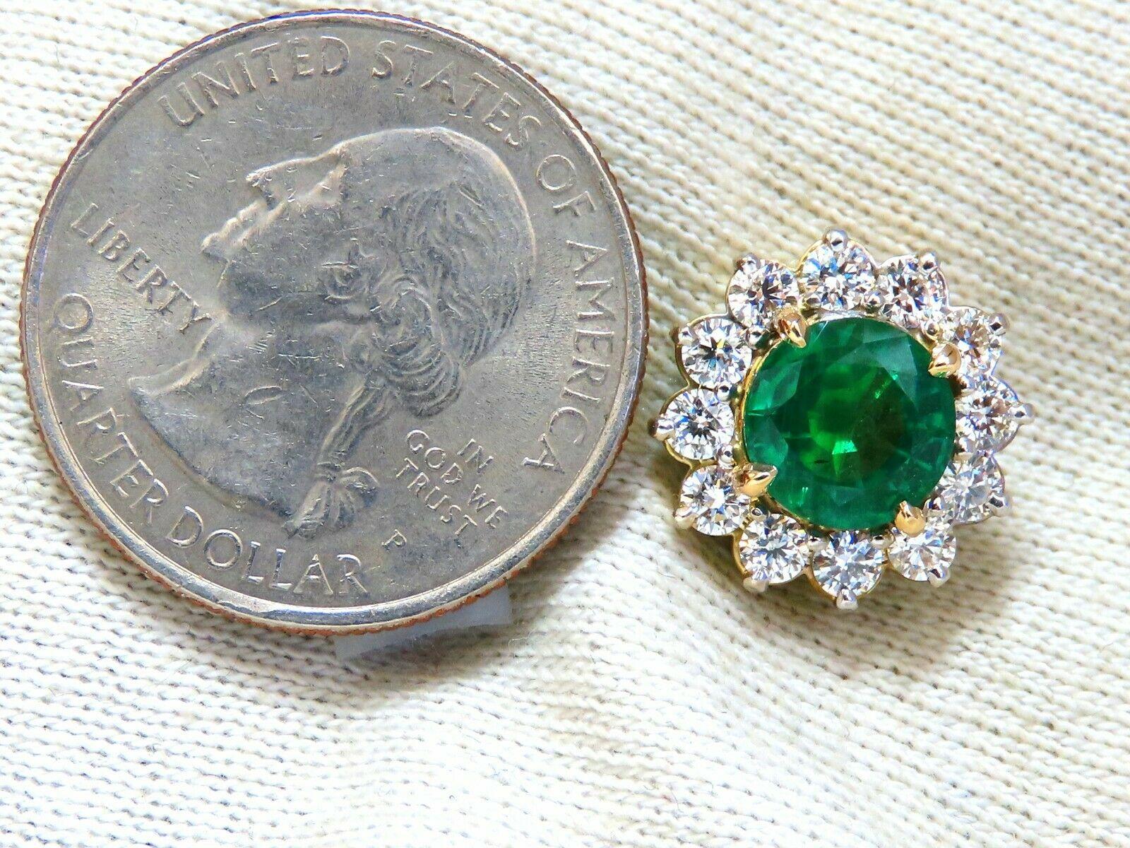 Halo Prime Classic Clusters.

2.19 & 2.59ct. Natural (2) Emeralds

GIA Certified #2185151834

Emeralds: Round brilliant cuts.

Transparent & Even Green tone, Rated F1 & F2

Ranging: 8.12-8.18 x 5.25 & 8.17-8.24 x 5.90mm



1.80cts of round diamonds: