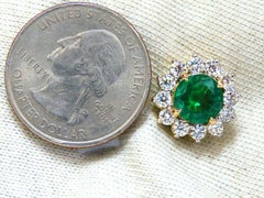 GIA Certified 4.78ct Natural Round Emeralds Diamond Earrings 14kt Cluster Halo**