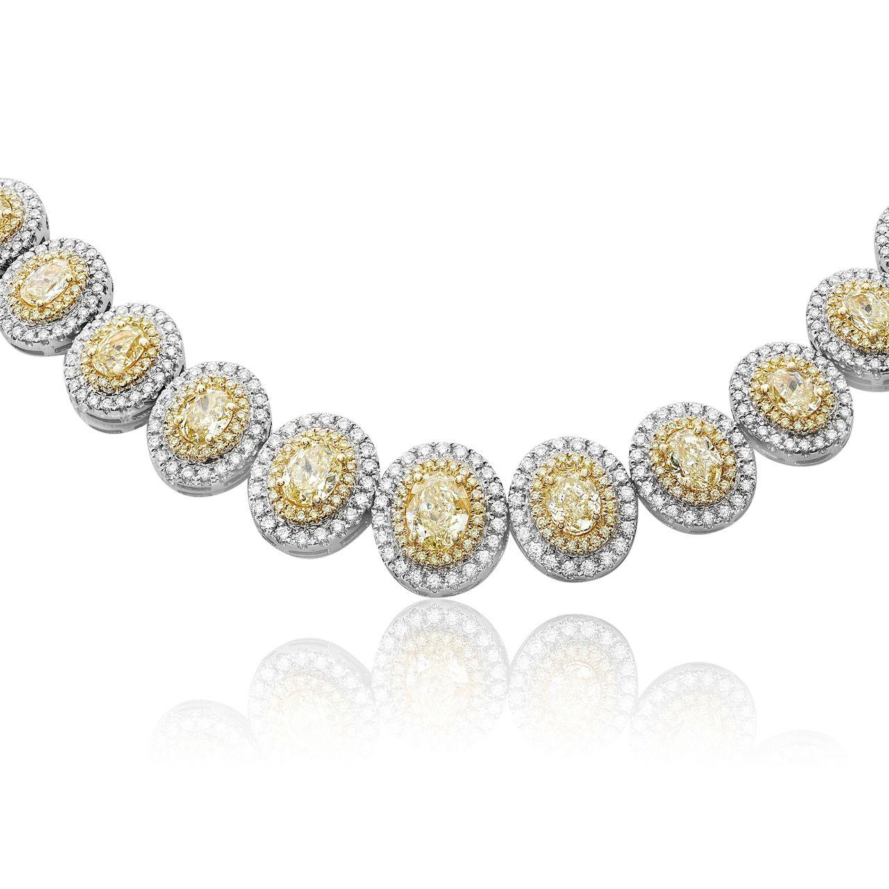 Women's or Men's GIA Certified 48 Carat Riviera Diamond Platinum Necklace For Sale