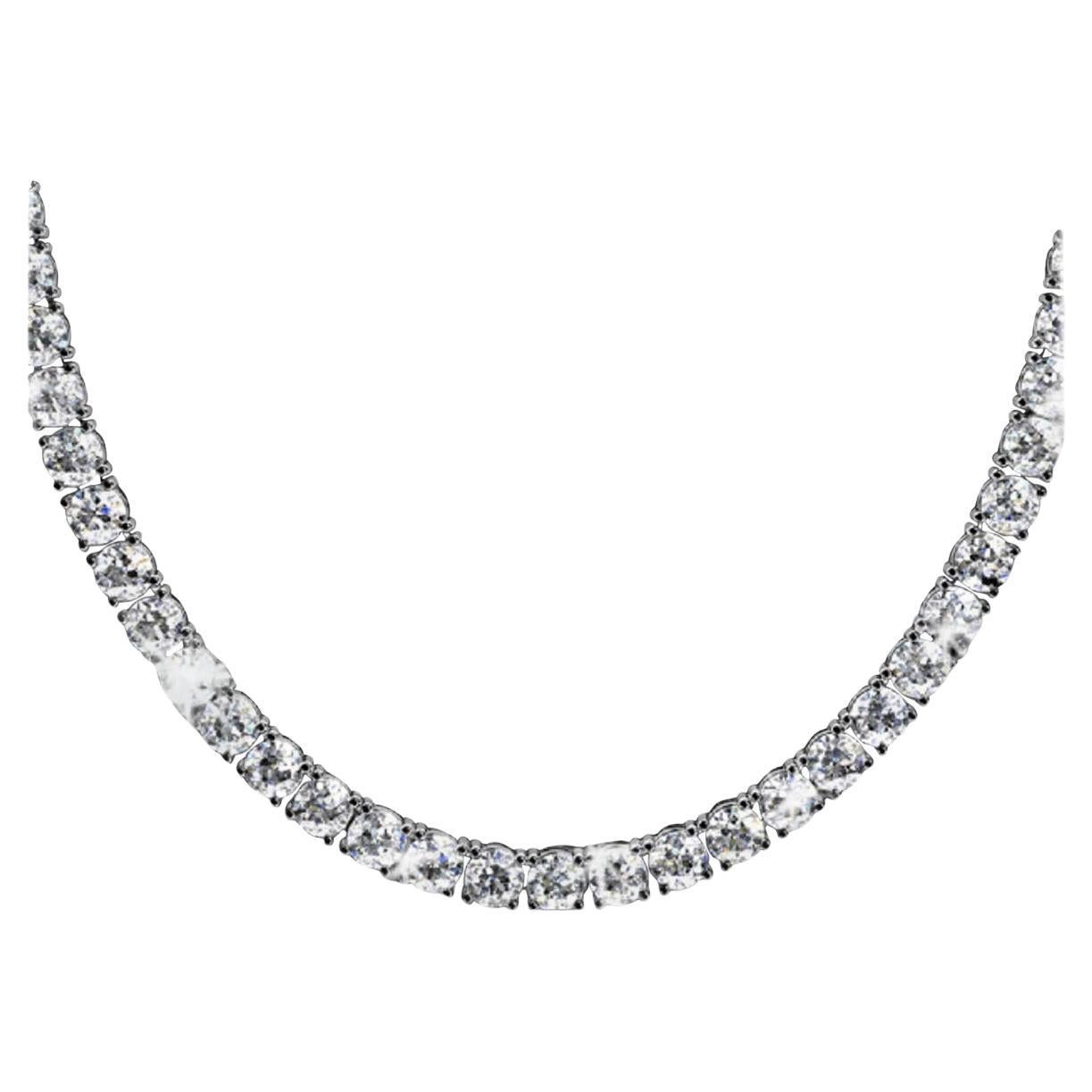 GIA Certified 48 Carat Riviera Diamond Platinum Necklace For Sale