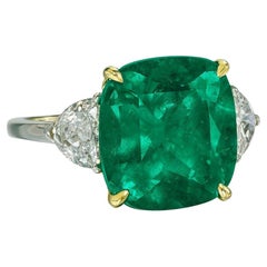 GIA Certified 4.80 Carat Colombian Emerald & Diamond Ring