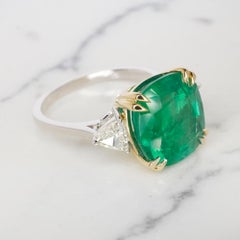 GIA Certified 4.80 Carat Cushion Cut Colombian Emerald