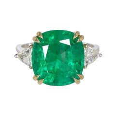 GIA Certified 4.80 Carat Cushion Cut Colombian Emerald GIA Certified 4.80 Carat Cushion Cut Colombian Emerald