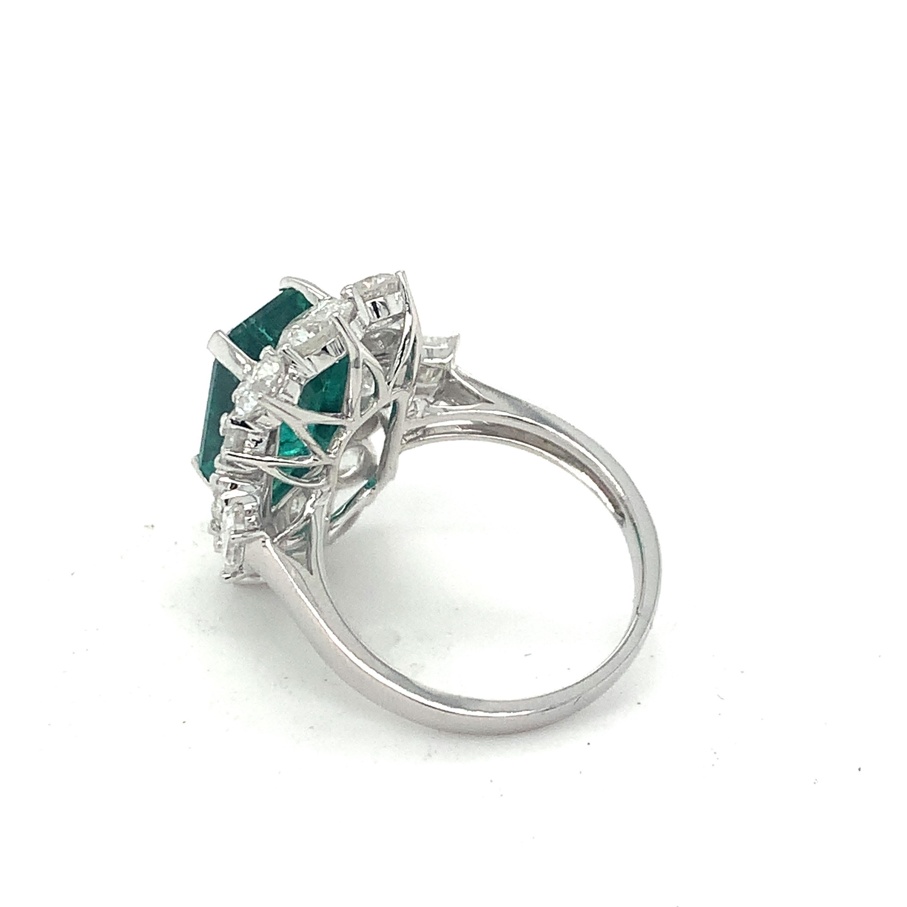 GIA Certified 4.80 Carat Emerald Diamond Cocktail Ring For Sale 4