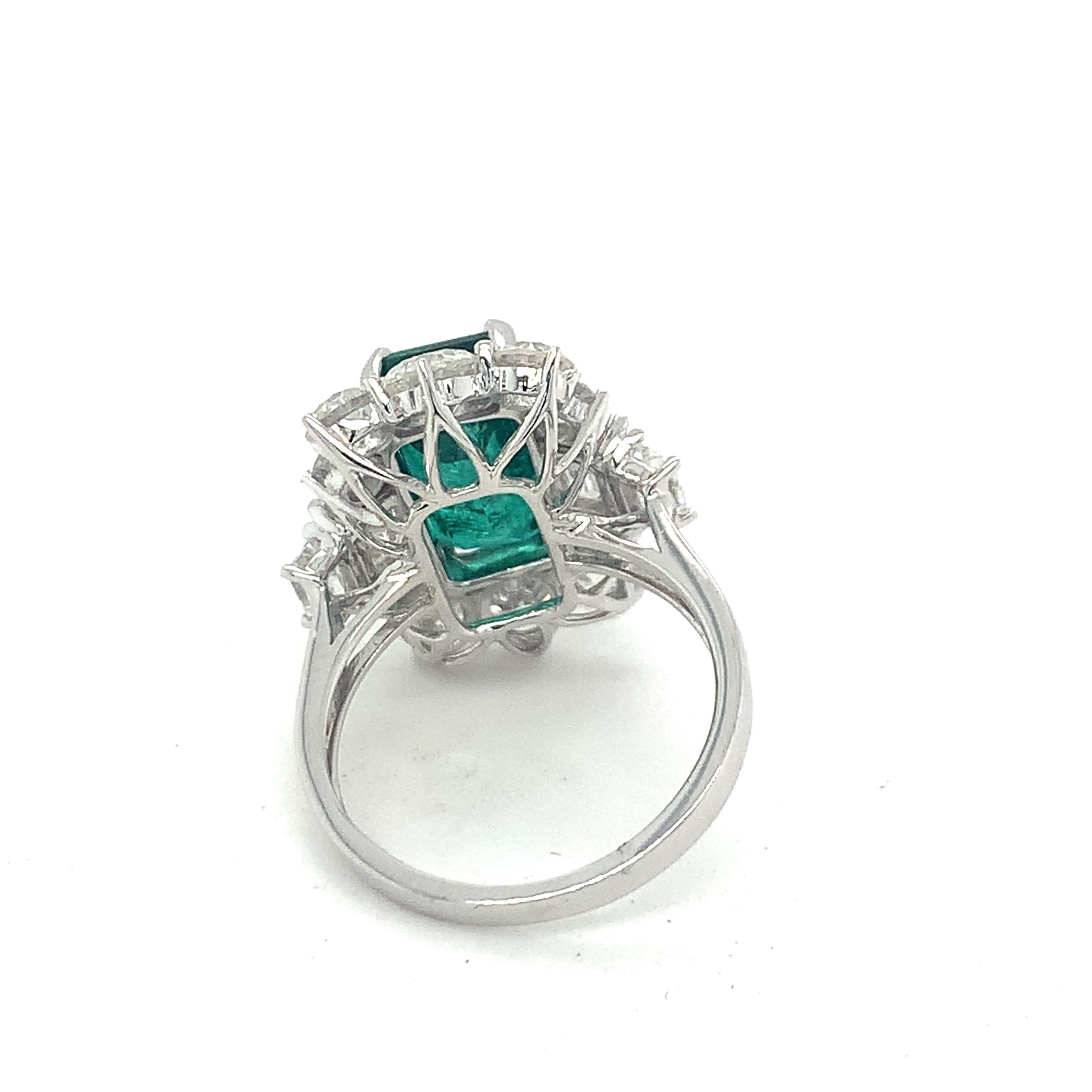 GIA Certified 4.80 Carat Emerald Diamond Cocktail Ring For Sale 6