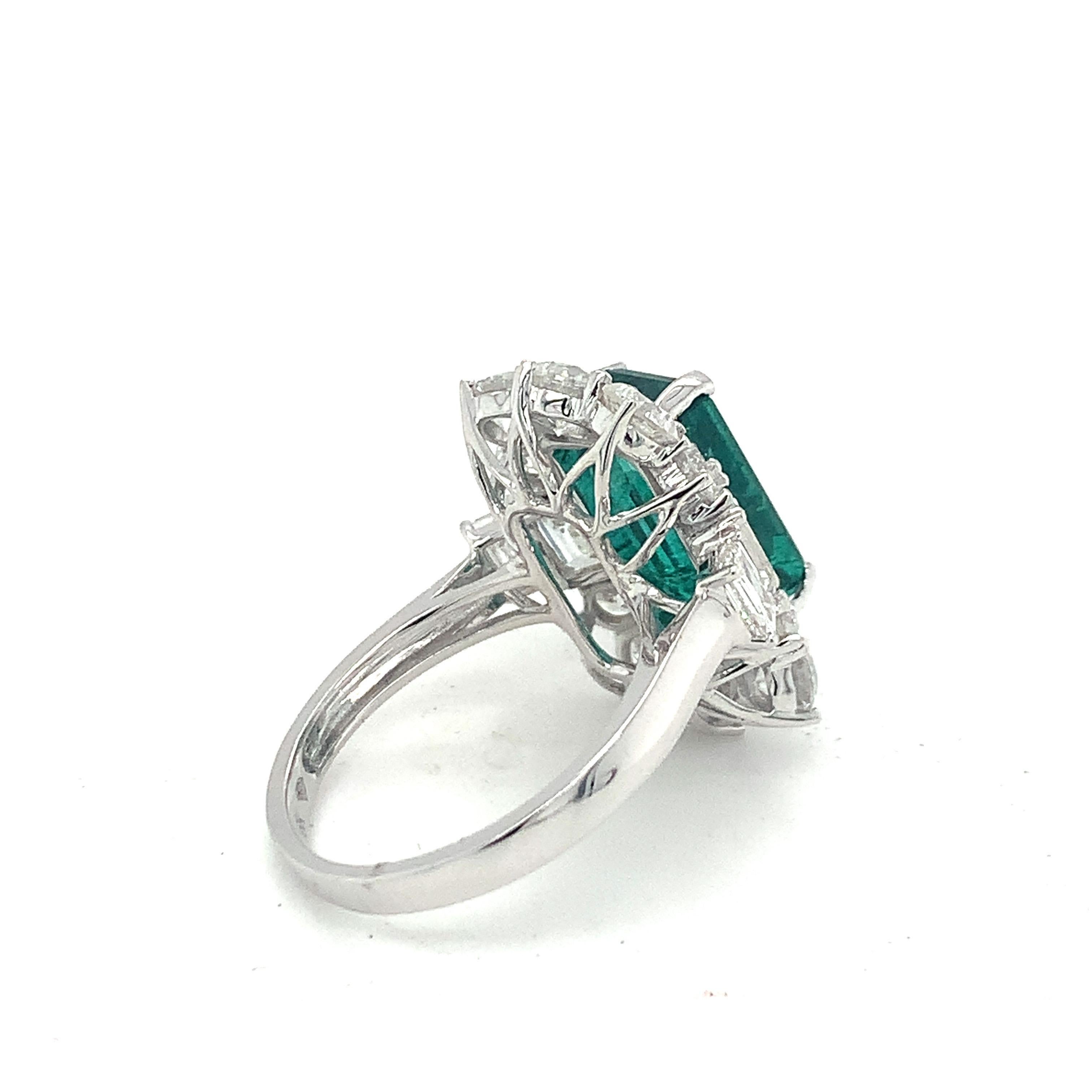 GIA Certified 4.80 Carat Emerald Diamond Cocktail Ring For Sale 7