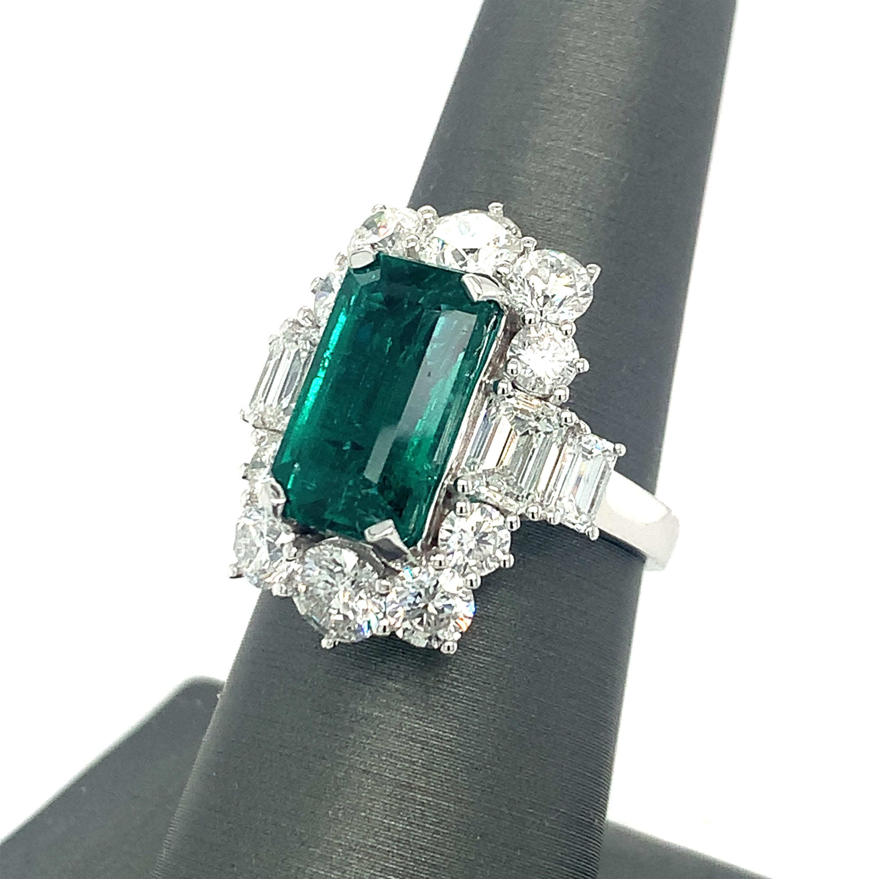 Emerald Cut GIA Certified 4.80 Carat Emerald Diamond Cocktail Ring For Sale