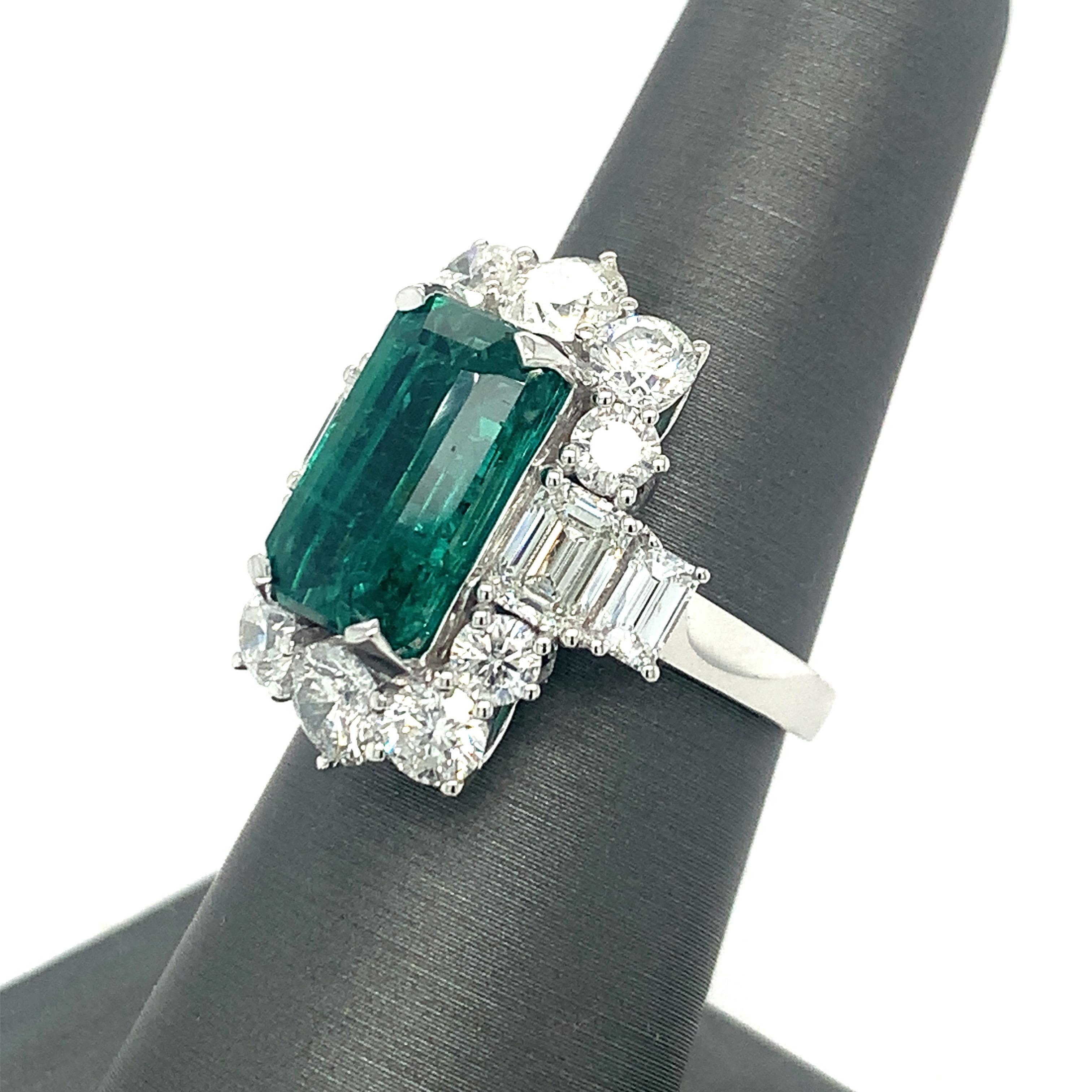GIA Certified 4.80 Carat Emerald Diamond Cocktail Ring In New Condition For Sale In Trumbull, CT