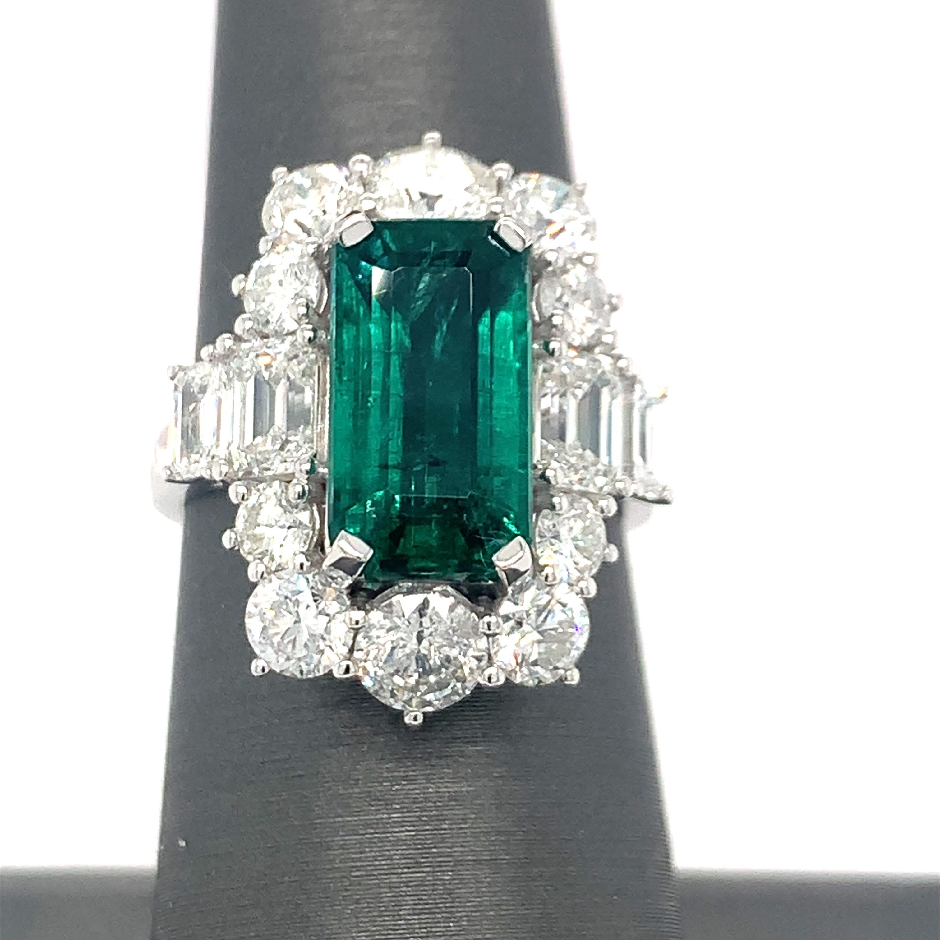 GIA Certified 4.80 Carat Emerald Diamond Cocktail Ring For Sale