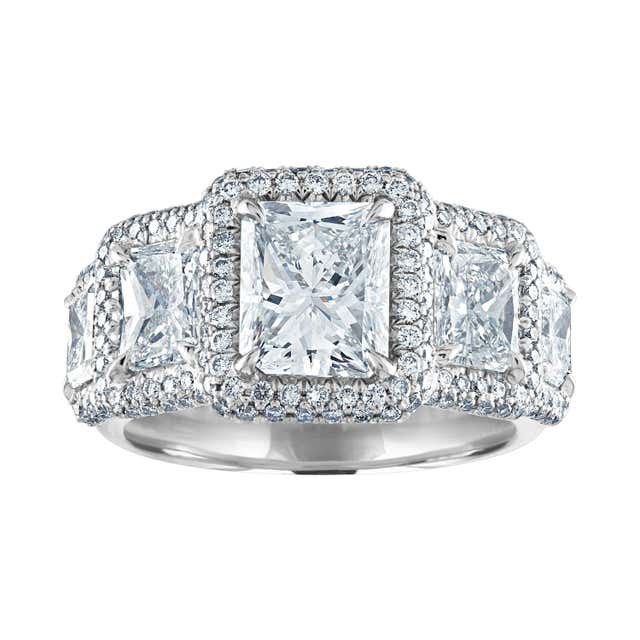 GIA Certified 4.23 Carat Five-Stone Marquise Cut Diamond Platinum Ring ...