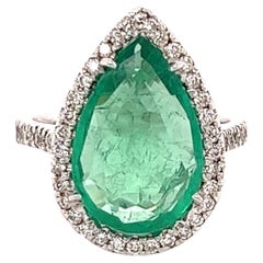 GIA Certified 4.83 Carat Emerald Diamond White Gold Cocktail Ring 