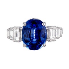 GIA Certified 4.83 Carat Sapphire Diamond White Gold Engagement Ring