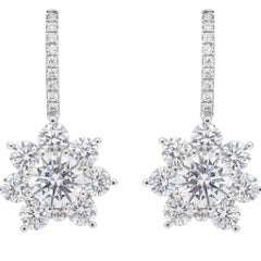 GIA Certified 4.84 Carat Flower Diamond Platinum Earrings