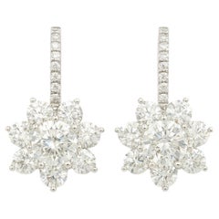 GIA Certified 4.84 Carat Flower Diamond Platinum Earrings