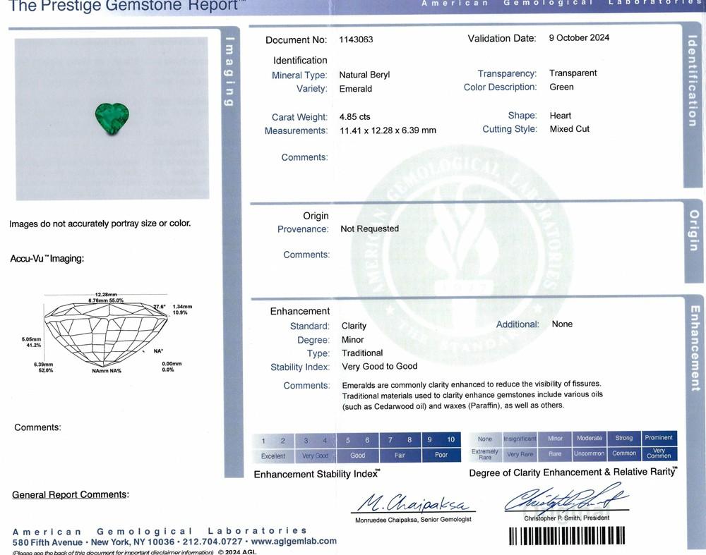 GIA-zertifiziert 4.85 Karat  Kleiner Öl-Smaragd-Diamant-Ring (Herzschliff) im Angebot