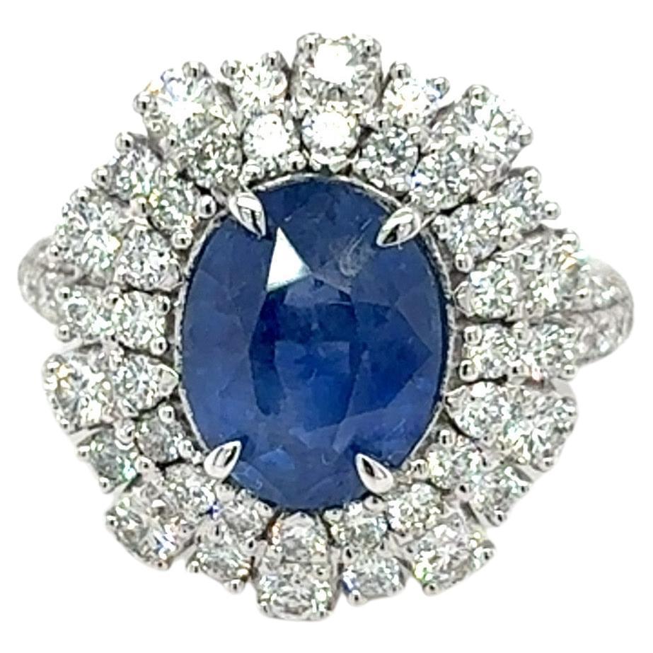 GIA zertifiziert 4,86 Karat Ovalschliff Ceylon Saphir Diamant Ring