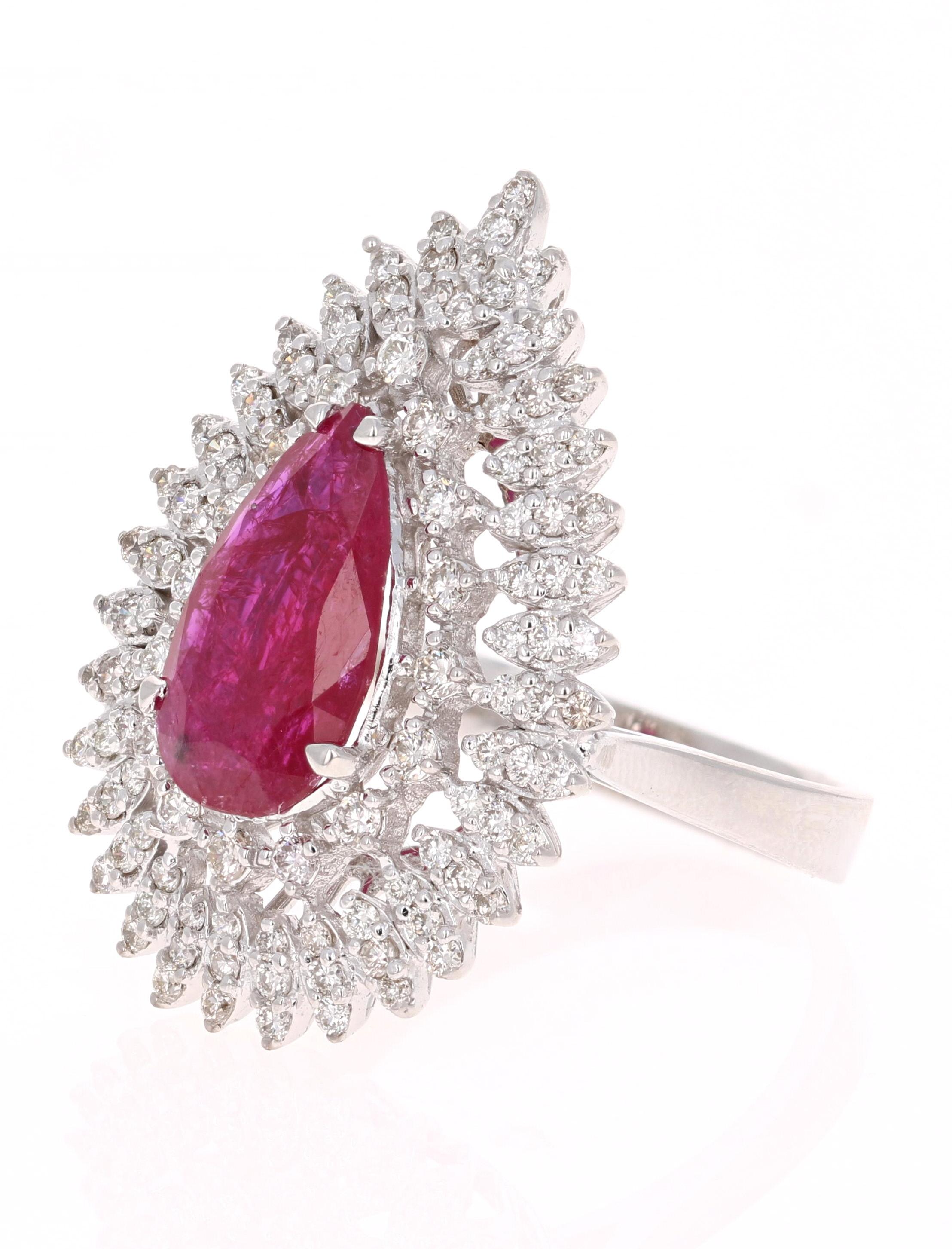 Modern GIA Certified 4.89 Carat Unheated Ruby Diamond Cocktail Ring