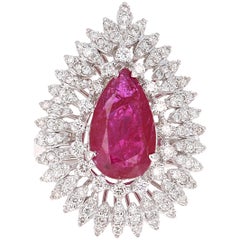 GIA Certified 4.89 Carat Unheated Ruby Diamond Cocktail Ring