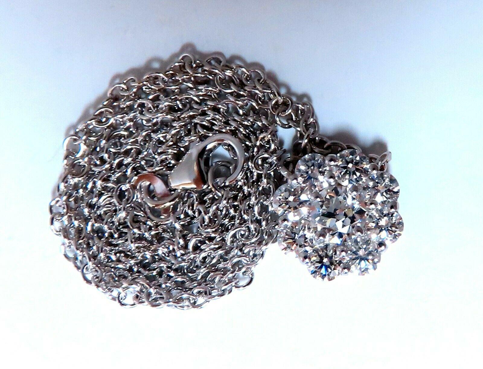 GIA zertifiziert 0,48 Karat & 1,14 Karat Diamanten Cluster Halskette 14kt Schneeflocke im Angebot 1