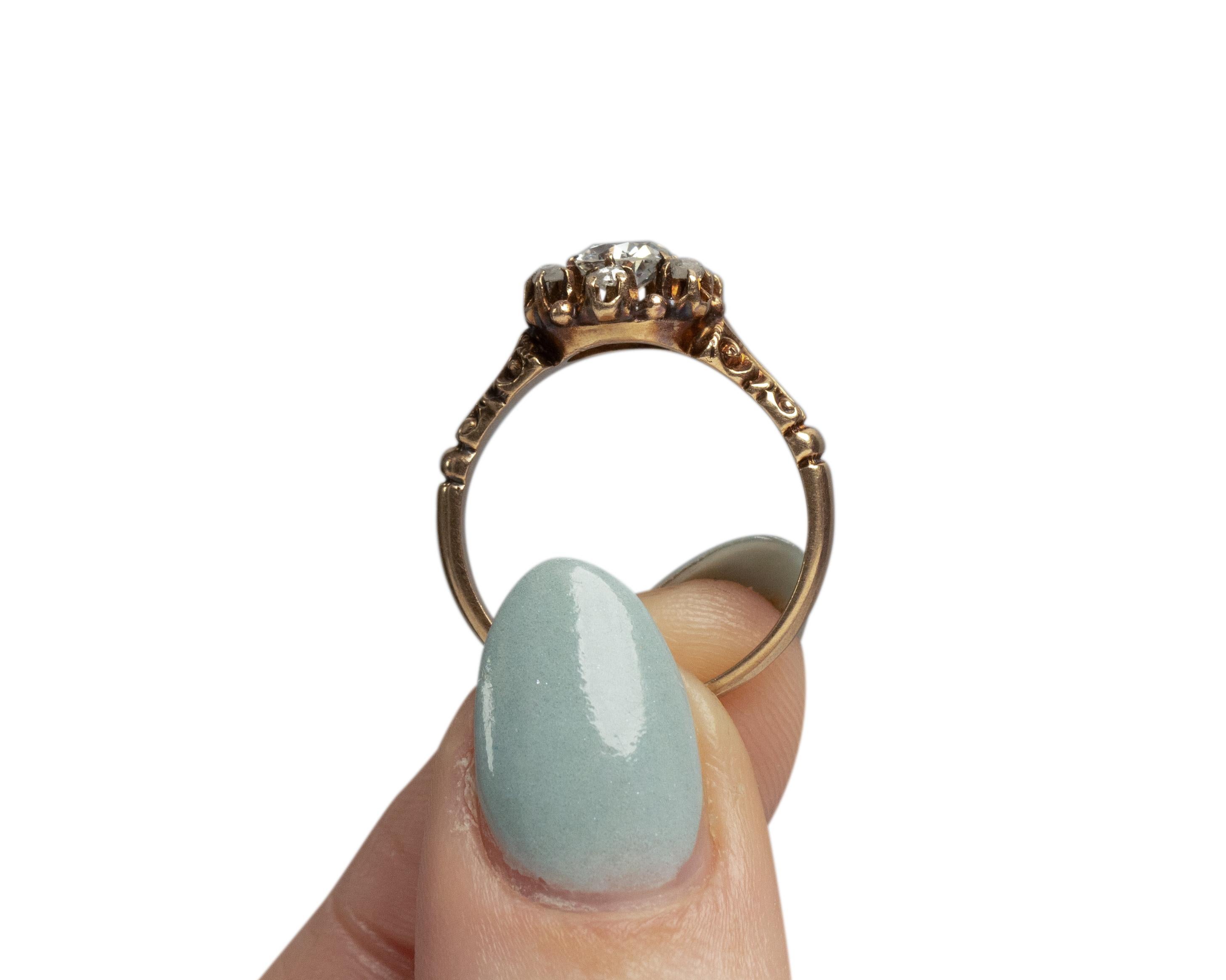 Women's GIA Certified .49 Carat Art Deco Diamond 14 Karat Yellow Gold Engagement Ring For Sale