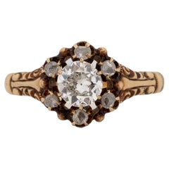 Antique GIA Certified .49 Carat Art Deco Diamond 14 Karat Yellow Gold Engagement Ring