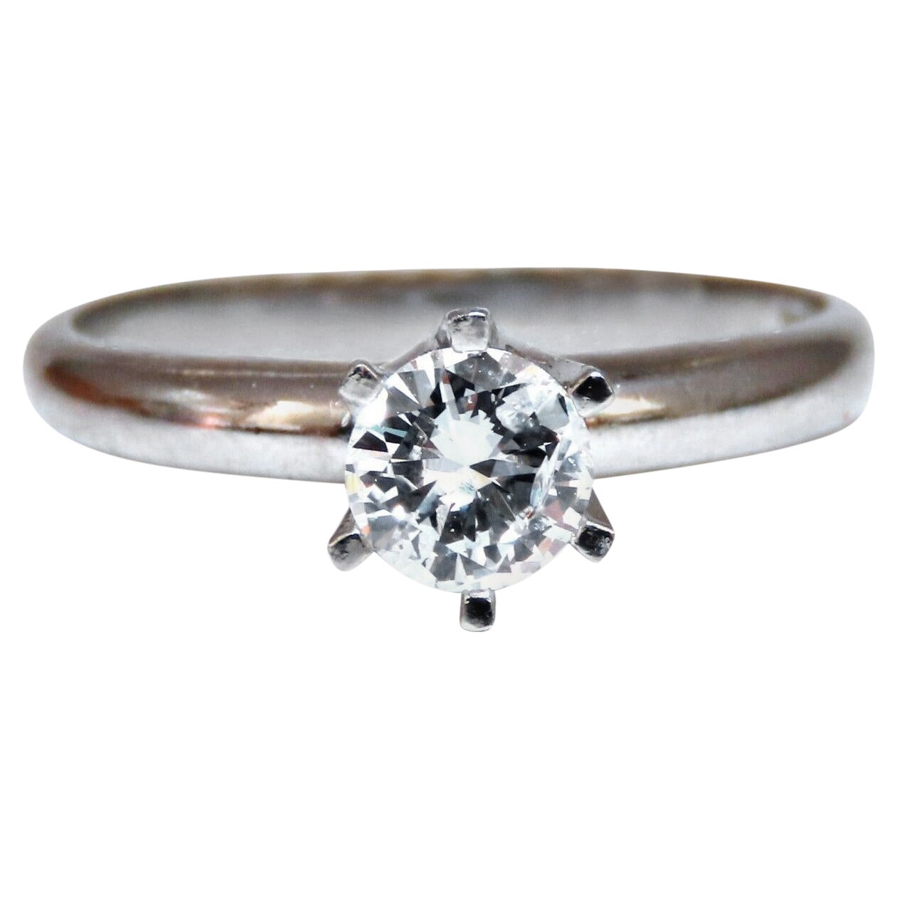 GIA Certified .49 Carat Natural Round Diamond Solitaire Ring E/I2* For Sale