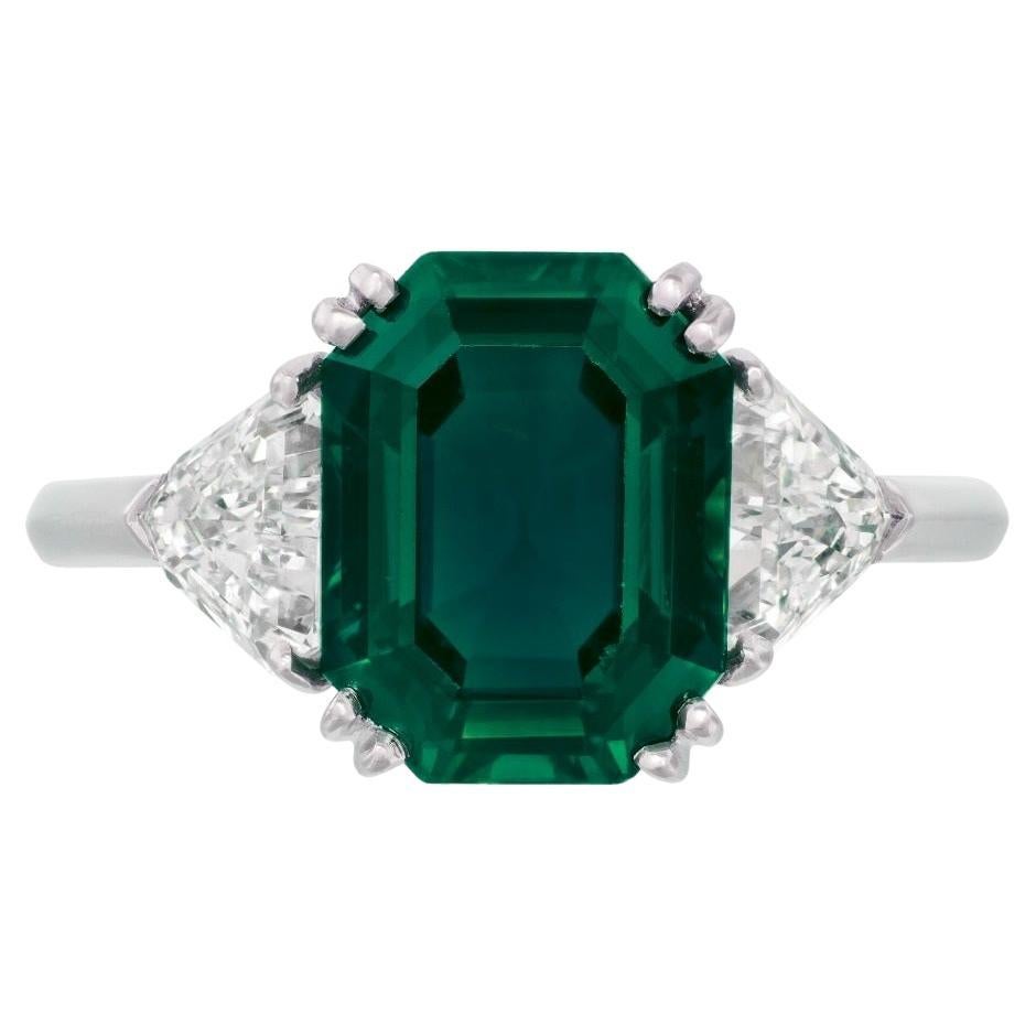 Anillo de diamante esmeralda verde colombiano de 4,90 quilates certificado por GIA